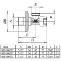 Кран латунь бытовой хром угловой с отражателем G1/2" Ру10 НР маховик Icma 90519AD07