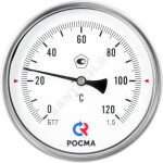 Термометр биметаллический осевой Дк150 250С L=150мм G1/2" БТ-71.211 Росма 00000002797